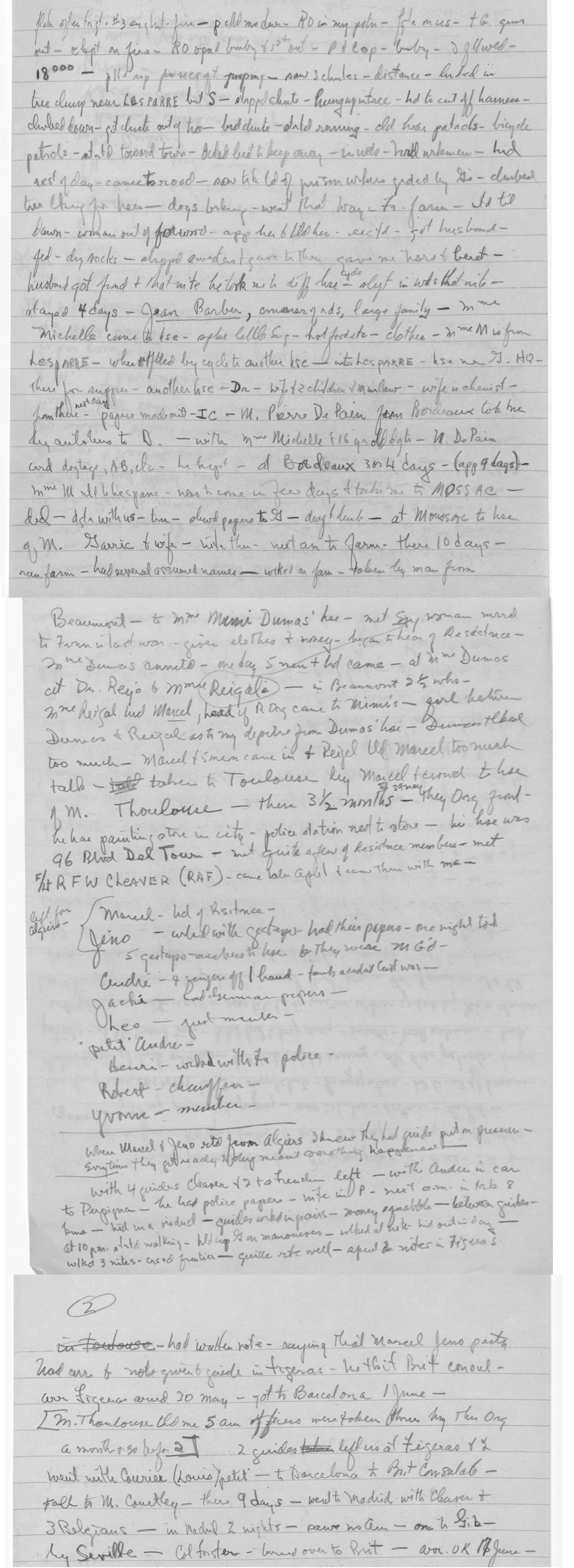 Arthur Meyerowitz's handwritten debrief