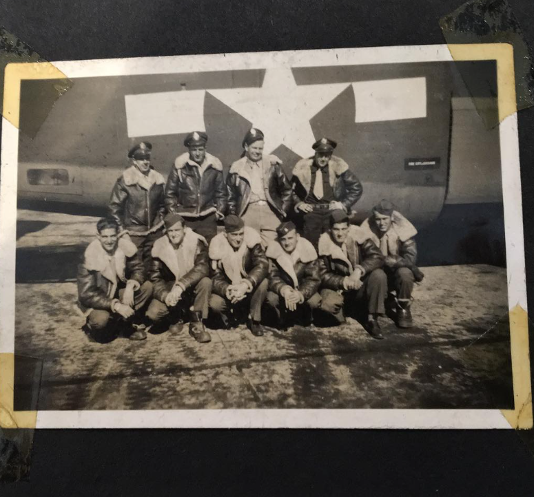 Arthur Meyerowitz with his crew at Seething Airbase, England