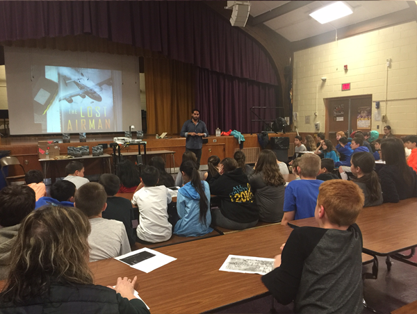 Seth Meyerowitz speaking at Birch Elementary School